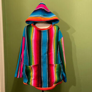 Women's Unbranded Blue Multi-color Striped Hoodie, OS